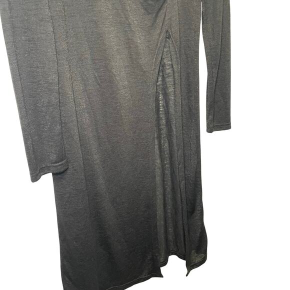DAZY Modern Black Semi-Sheer Oversized Long Sleeve Top Tunic XL Slit Front - Picture 4 of 7
